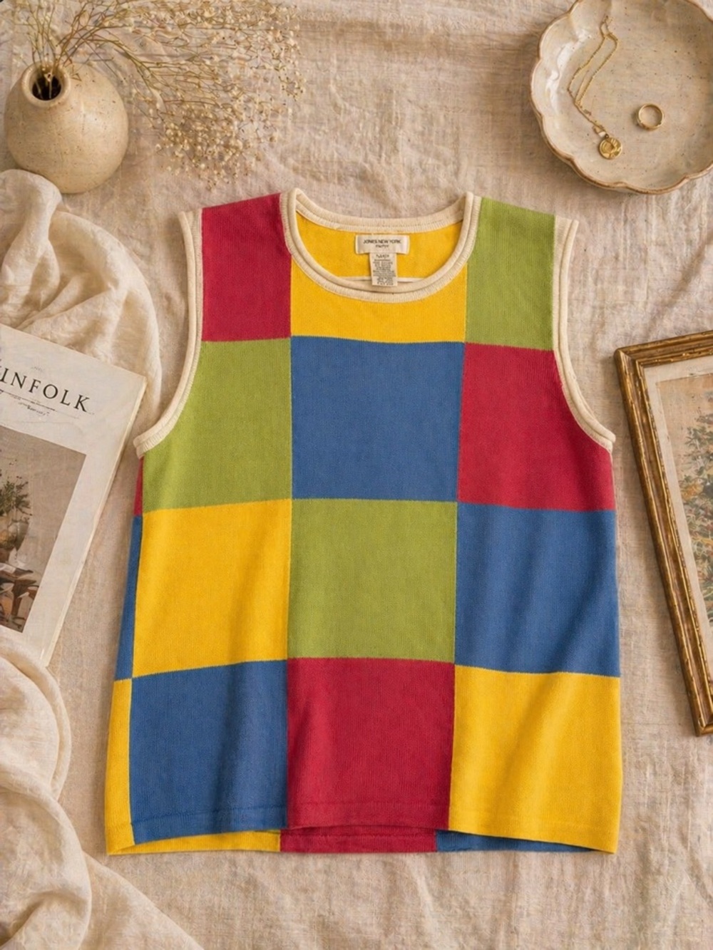 Vintage Colorblock Knit Tank Top